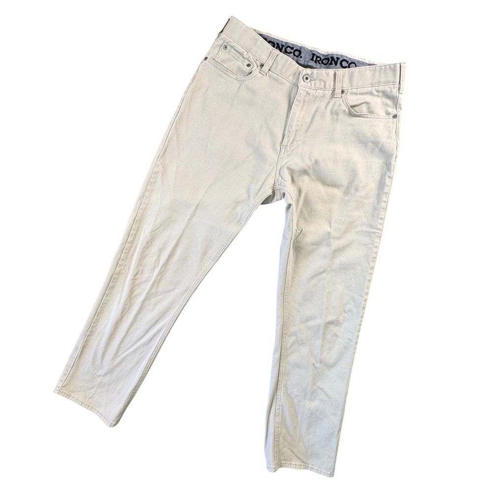 Iron Co Mens Straight Leg Tan Chino‎ Pants 34x30 Cotton Spandex Casual Workwear